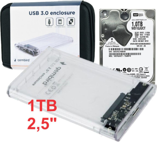 HDD 2.5 * 1TB SET USB 3.0 SATA eksterno kuciste + 1TB WD10JUCT WD  EE2-U3S9-6 (5399)