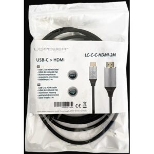 Kabl LC Power LC-C-C-HDMI-2M USB-C na HDMI2.0 4K 60Hz Alu Gold-Plated 2m